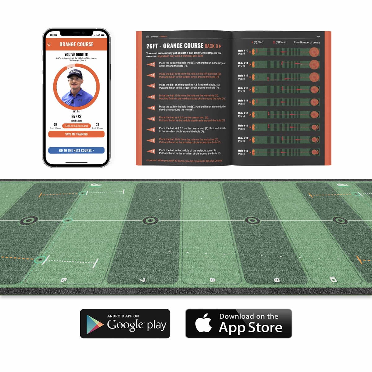 Putting training mat golf indoor - 26ft Performance - Main feature image